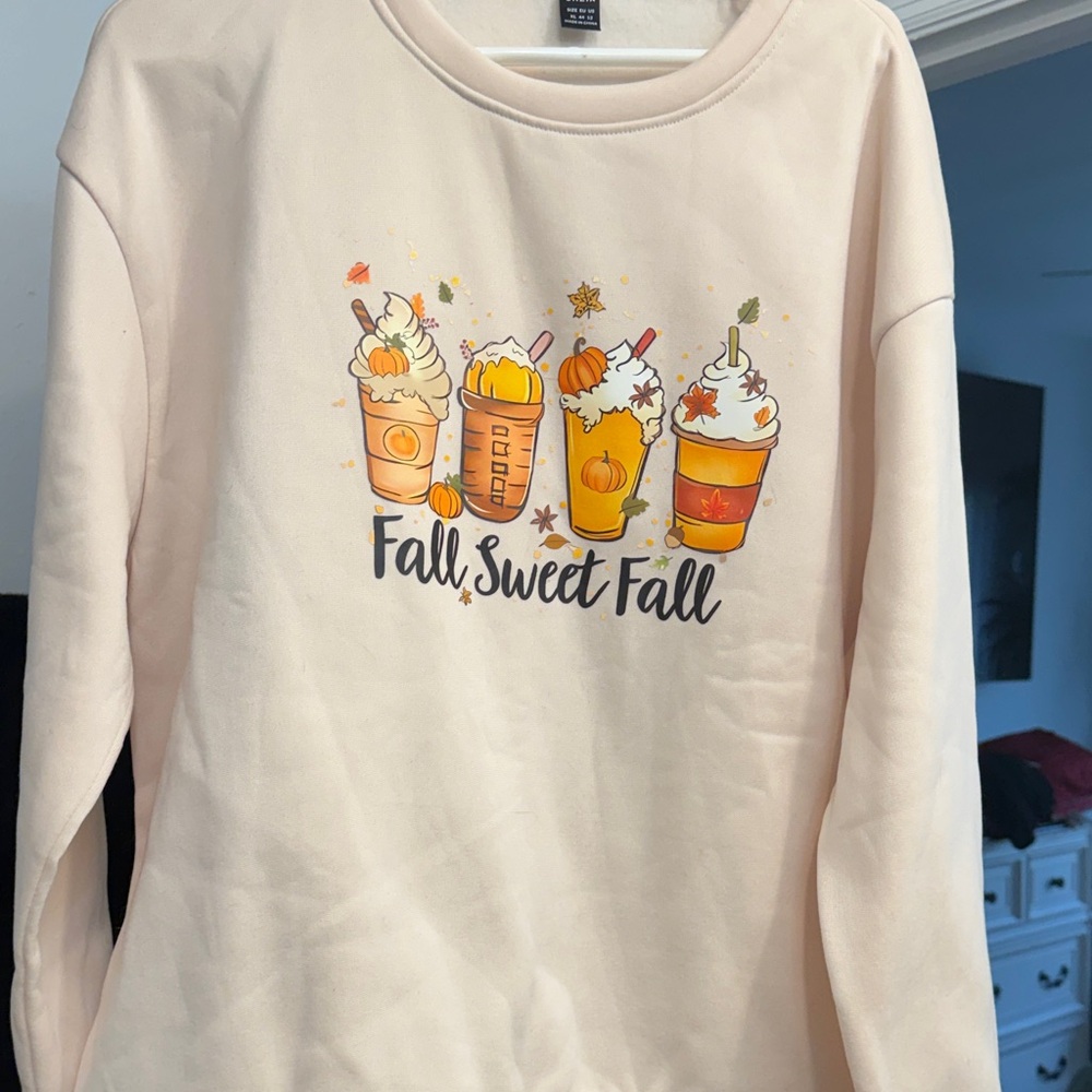 SHEIN Cream Fall Sweet Fall Sweatshirt